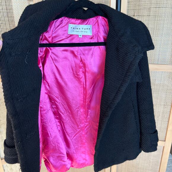 Trina Turk Black Wool Peacoat Women’s Size 6 Winter Trench Buttons - Picture 4 of 8